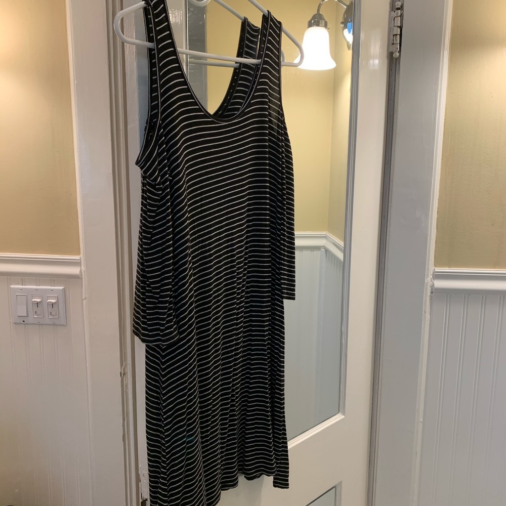Striped Open Shoulder Dress